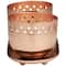 White Wax Sauvignon Blanc Scented Candle Set with Cutout Spotted Copper Container and Oval Holding Tray
